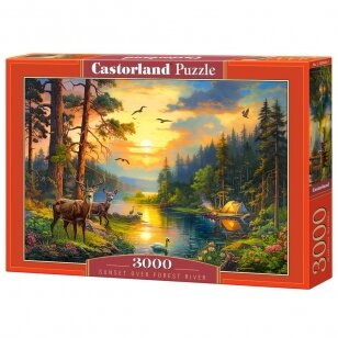 Castorland dėlionė Sunset oer Forest River 3000 det.