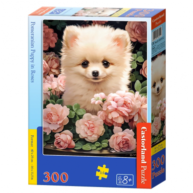 Castorland dėlionė  Pomeranian Puppy in Roses 300 det.