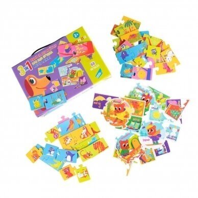 Baby puzzle dėlionių rinkinys Pažink pasaulį 3in1 5