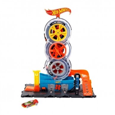 HOT WHEELS CITY automobilių trasa padangų parduotuvė 1