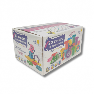 Natūralaus plastilino  modelino rinkinys Fantazijų puokštė Genio Kids 20 spalvų 2